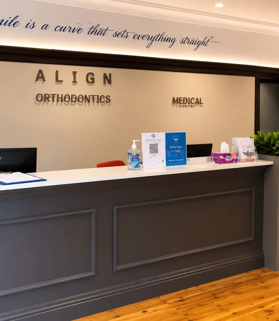 The reception desk at Align Dentistry, Orthodontics & Medical Centre, Chipping Norton